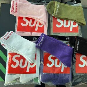 Authentic 5- 4 pacls supreme hanes socks bundle of white/black/pink/purple/olive